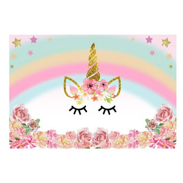 Unicorn Backdrop for Photography Rainbow Birthday Party Photo Background Newborn Baby Flower Backdrops Studio Supplies Props 
